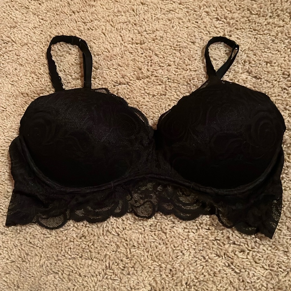 Victoria’s Secret pink lace bralette size medium black sheer back